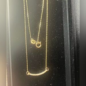 14k Solid Gold Diamond Bar Necklace